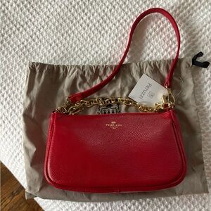 Red Peruzzi Shoulder Bag with gold chain detail